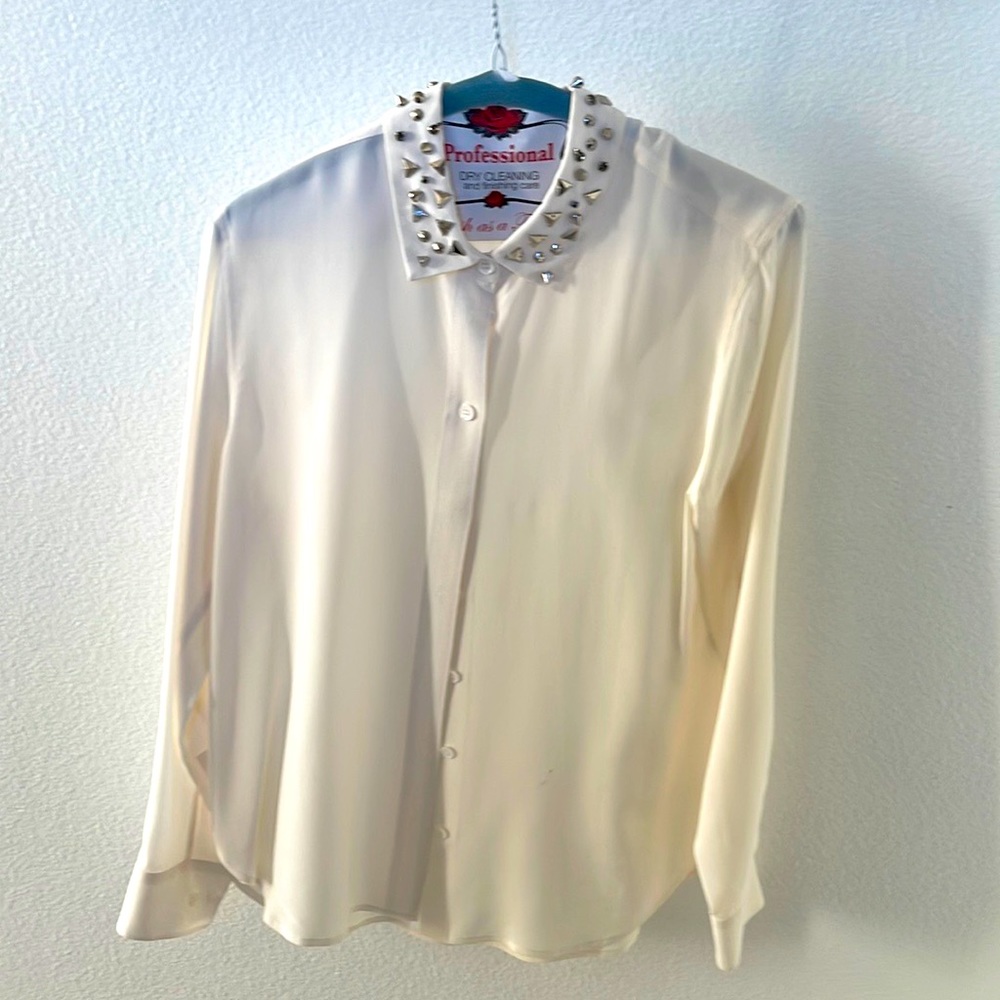 Equipment Studded bedazzled Blouse Long Sleeve, Size Small